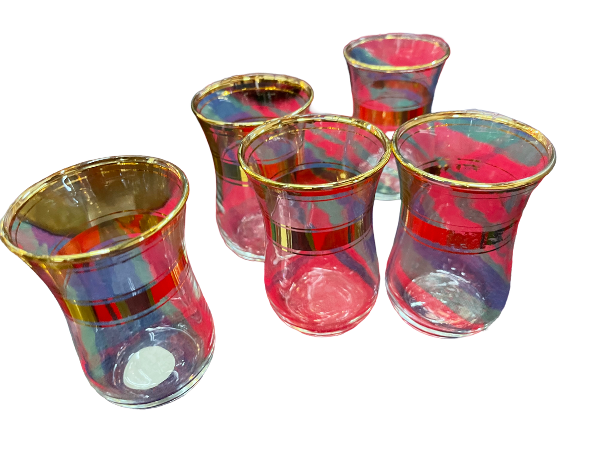 Set of 5 Gold Rimmed Glasses