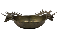 Brass Oval Deer Head Bowl