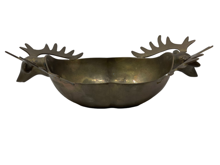 Brass Oval Deer Head Bowl
