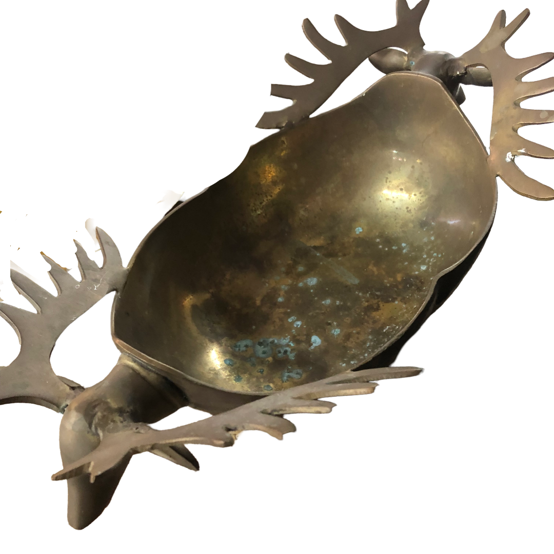Brass Oval Deer Head Bowl
