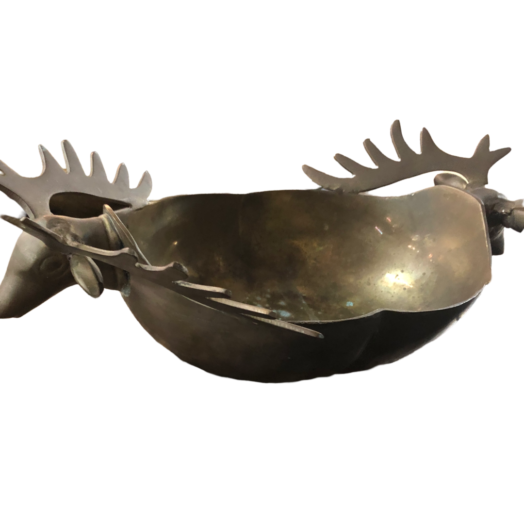 Brass Oval Deer Head Bowl