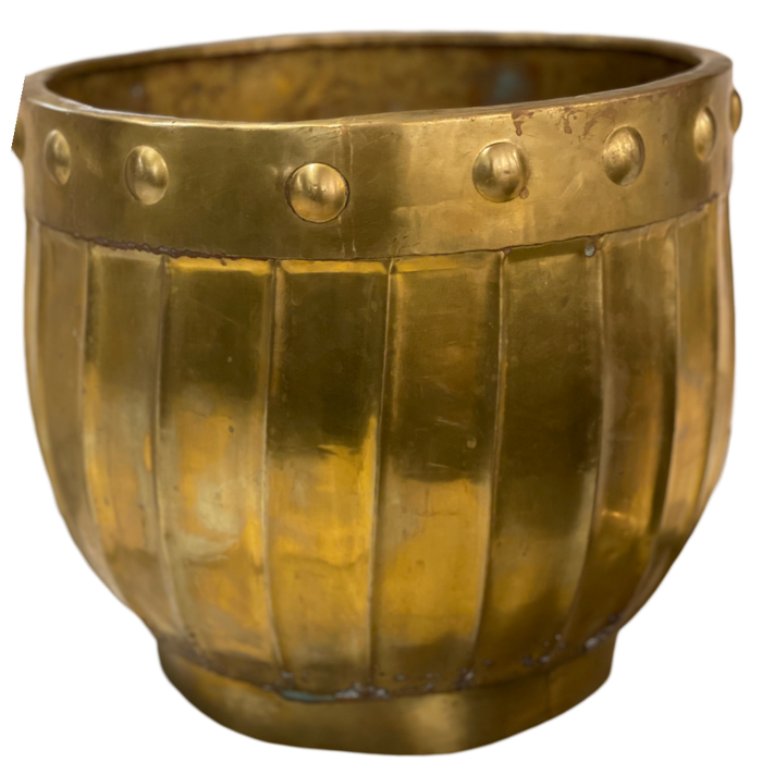 Brass 12" Planter with Circles on Border