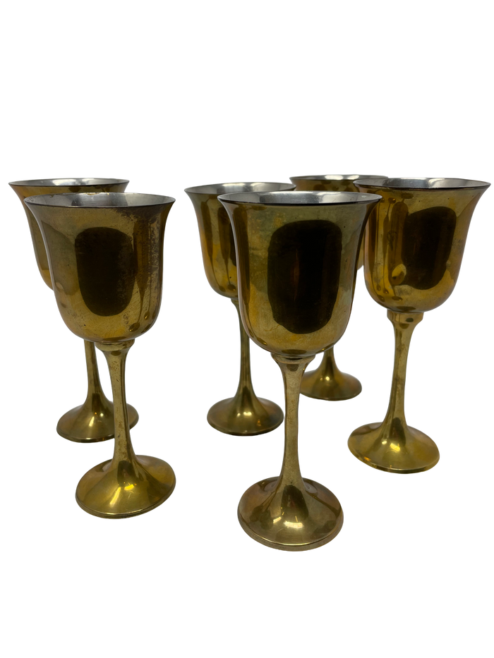 Set of 6 Brass Wine Chalices