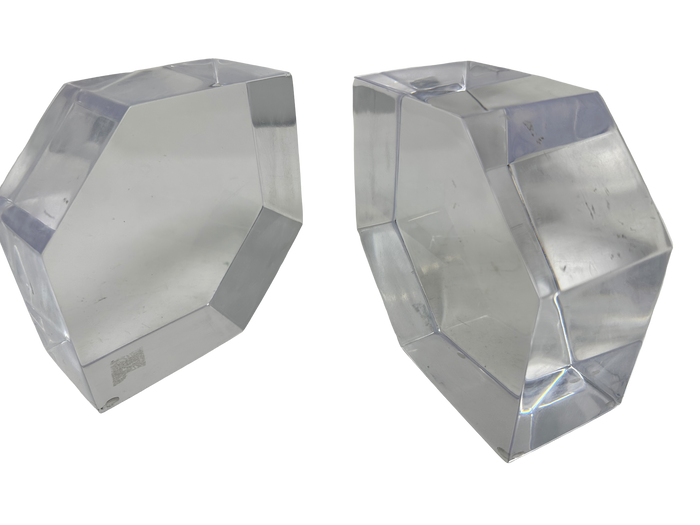 Pair of Lucite Diamond Bookends