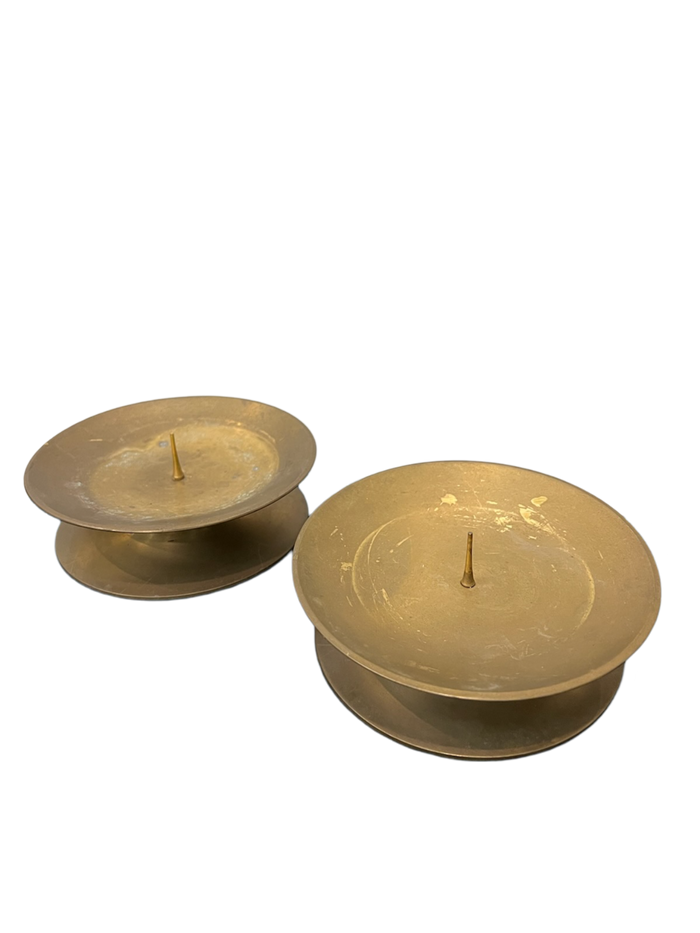 Pair of 5" x 1.5"h Brass Pillar Candlesticks