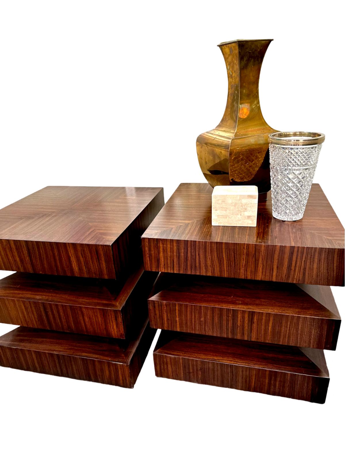 Pair of Vintage Zebra Wood Side Tables