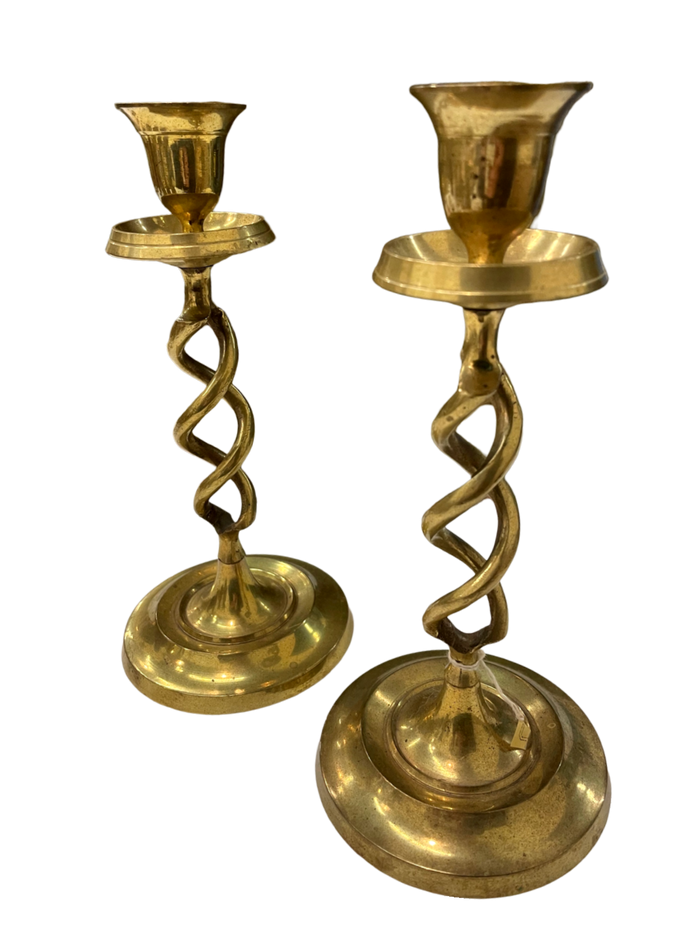 Pair of Brass Barley Twist Candlesticks