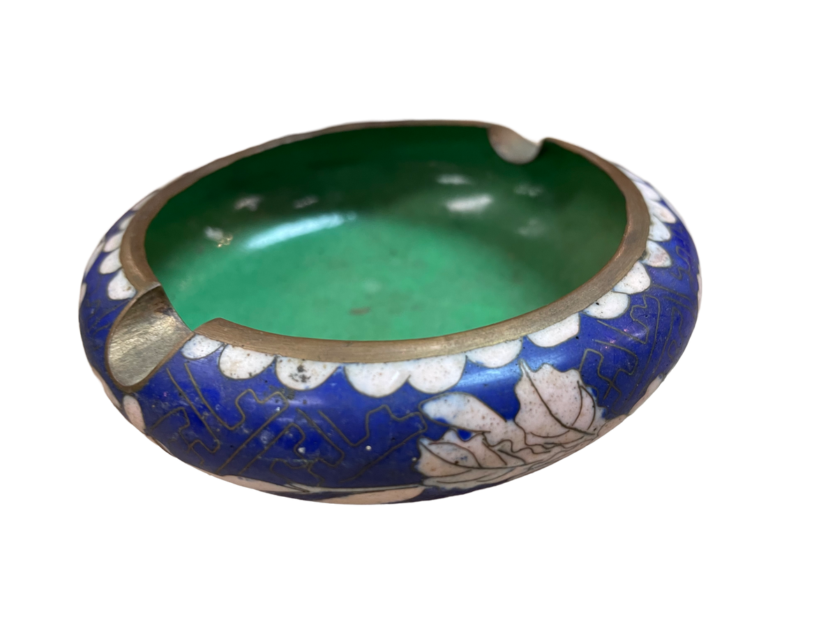 Blue Chinese Cloisonne Ashtray