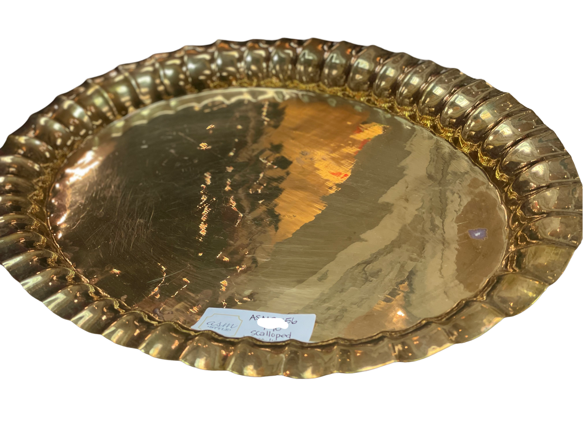 Scalloped Edge Oval Brass Tray
