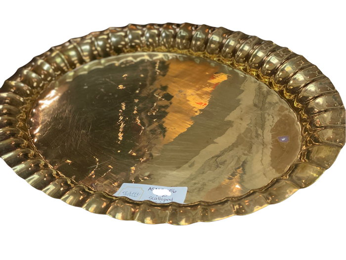 Scalloped Edge Oval Brass Tray