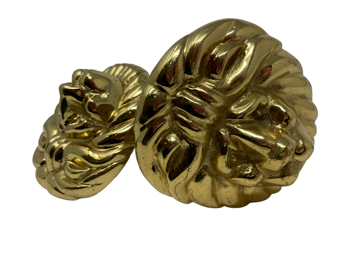 Pair of Brass Lion Mounts