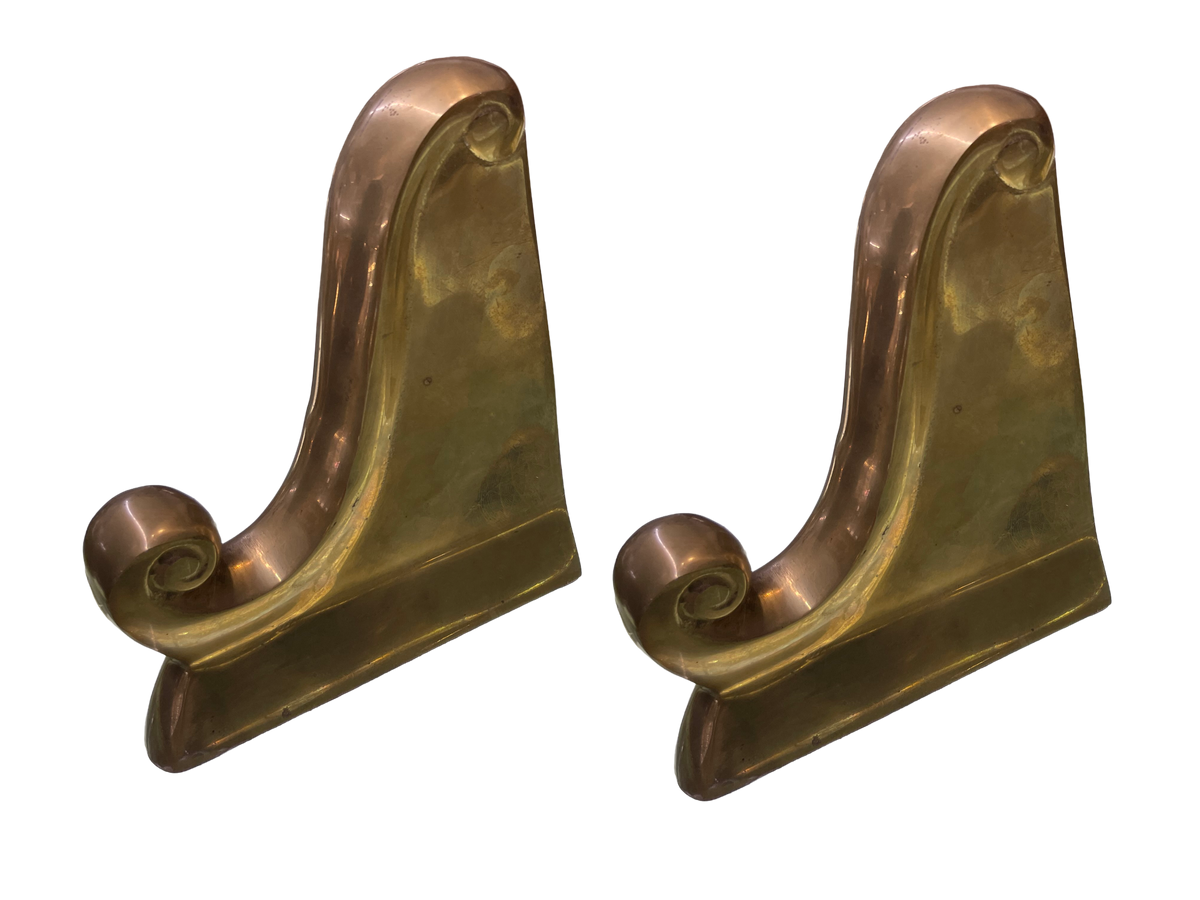 Pair of Brass Scroll Bookends