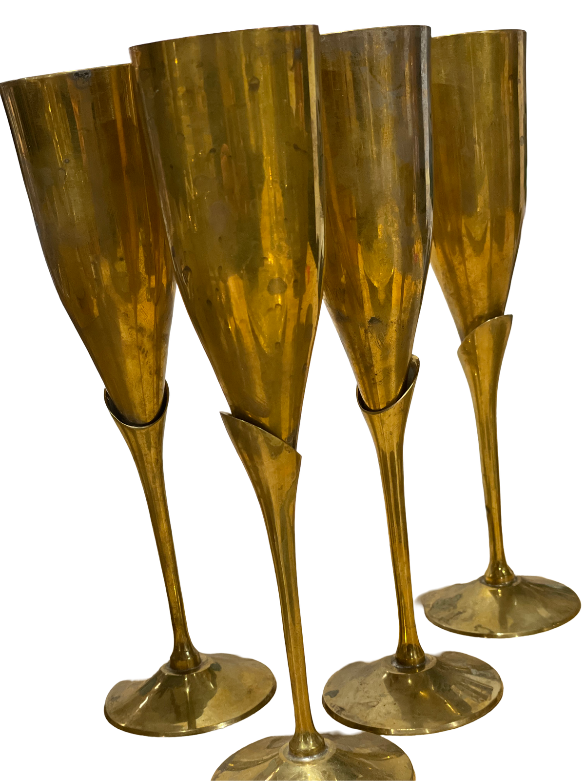 Set of 4 Brass "Rose" Champagne Flutes