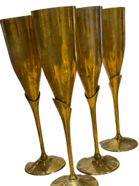 Set of 4 Brass "Rose" Champagne Flutes