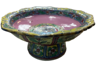 Tibetan Porcelain Buddha Offering Round Footed Dish