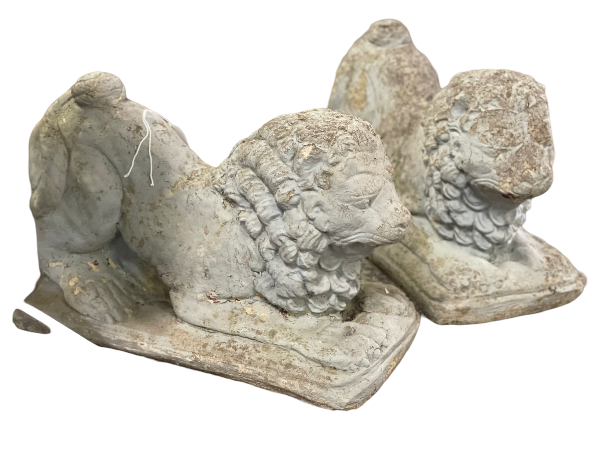 Pair of English 19th Century Concrete Lions