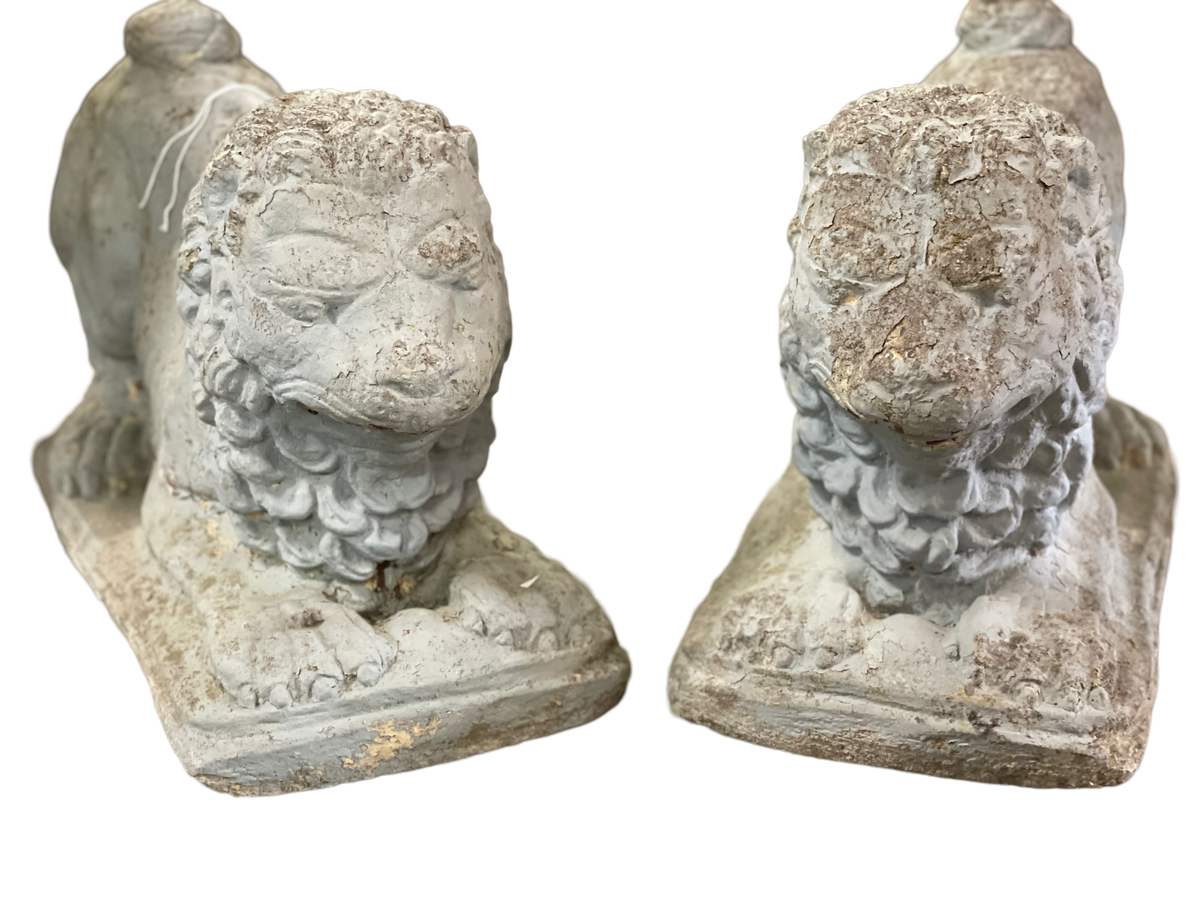 Pair of English 19th Century Concrete Lions