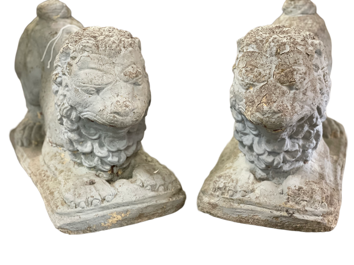 Pair of English 19th Century Concrete Lions