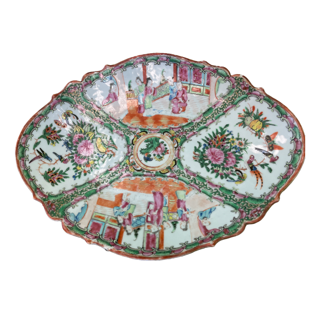 Rose Medallion Oval Footed Platter 13"
