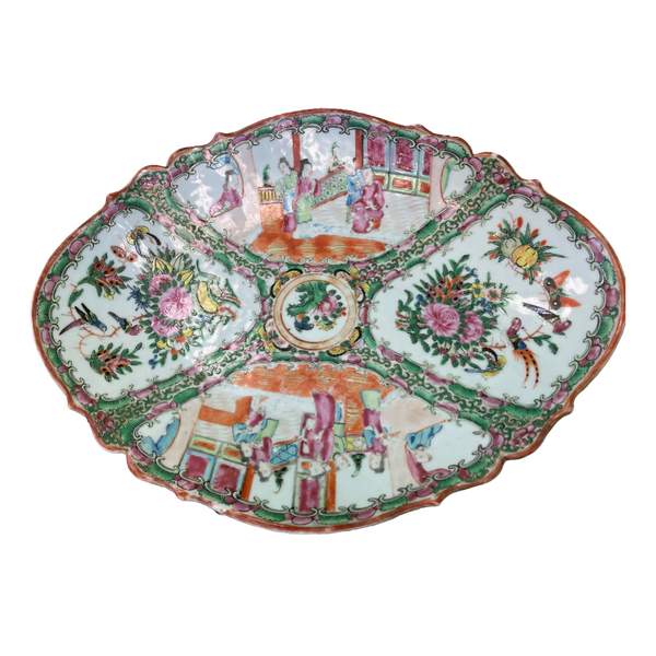 Rose Medallion Oval Footed Platter 13"