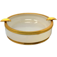 White Opaline Round Ashtray w/ Gilt Bronze