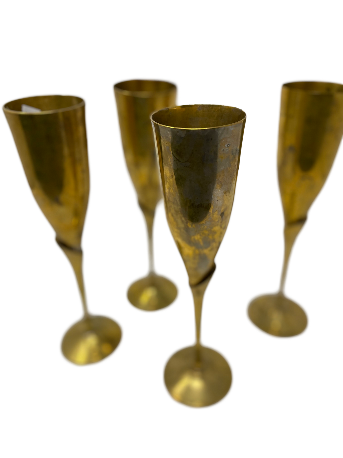 Set of 4 Brass "Rose" Champagne Flutes