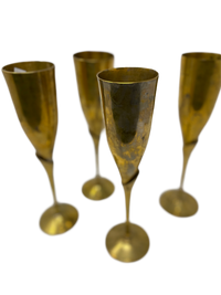 Set of 4 Brass "Rose" Champagne Flutes