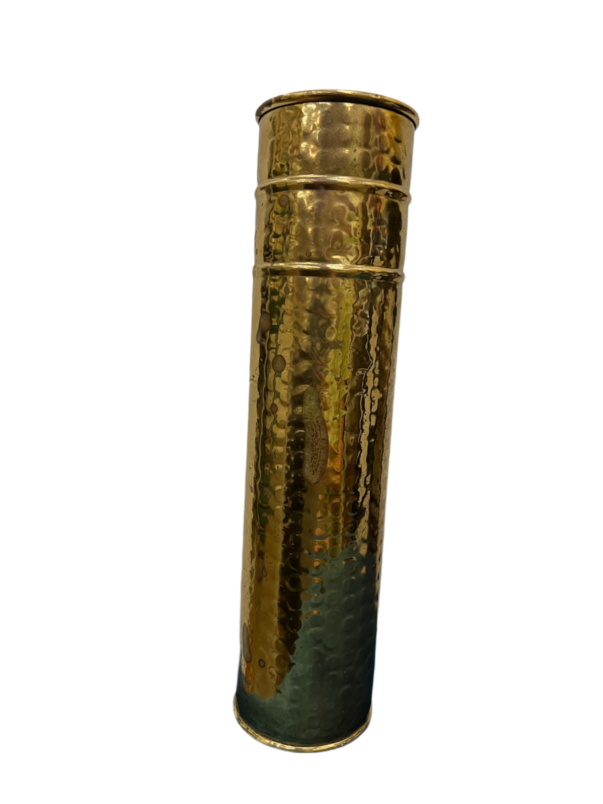 12.5" Hammered Brass Cylinder Vase