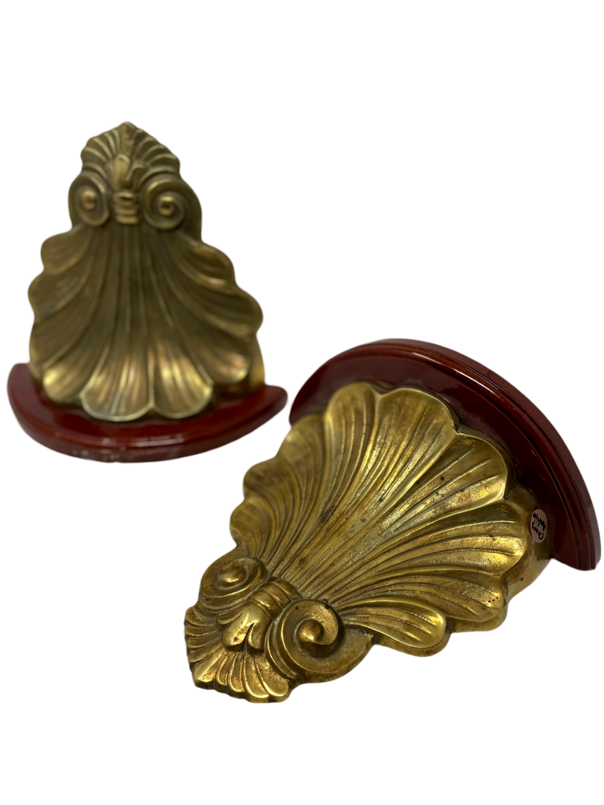 Pair of Brass and Wood Sconces