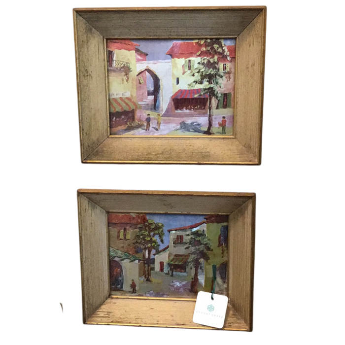 Pair of Foil Mid Century art