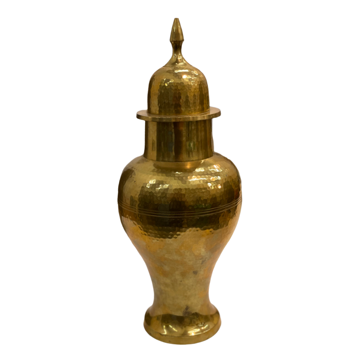 Vintage 18.5" Hammered Brass Urn