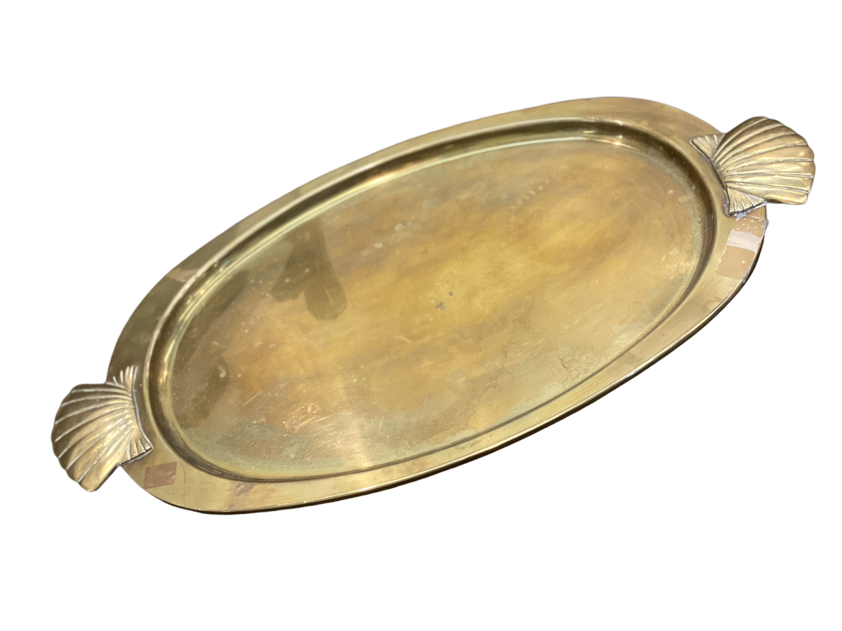 Brass Tray with Seashell Handles