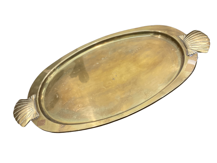 Brass Tray with Seashell Handles