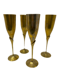 Set of 4 Brass "Rose" Champagne Flutes