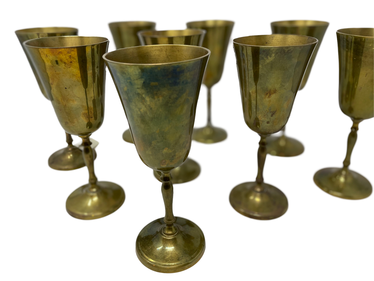 Set of 9 Brass Wine Glasses