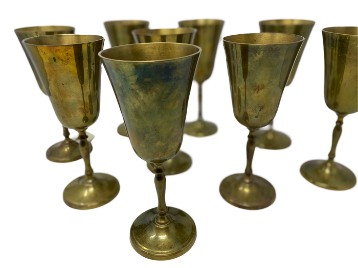 Set of 9 Brass Wine Glasses