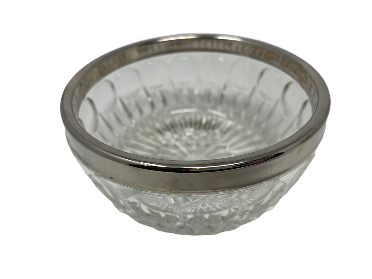 5" Cut Crystal Bowl with Silver Rim