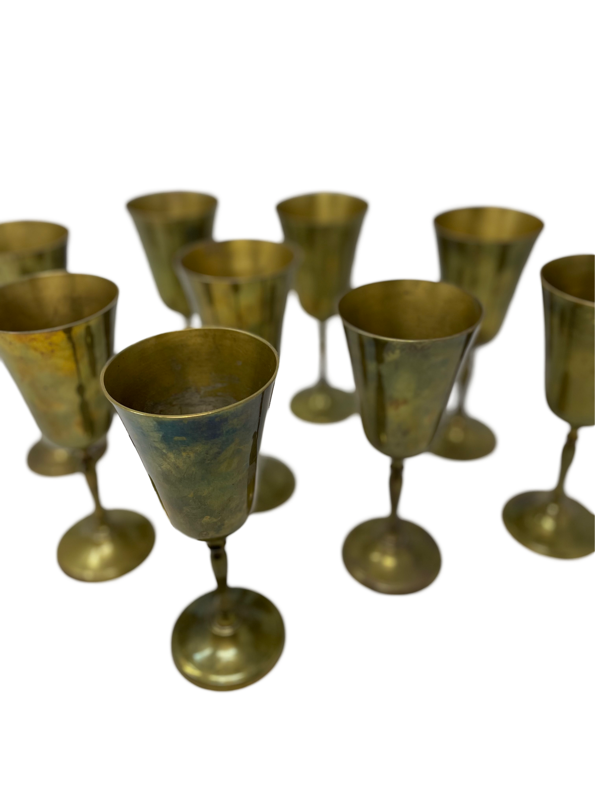 Set of 9 Brass Wine Glasses