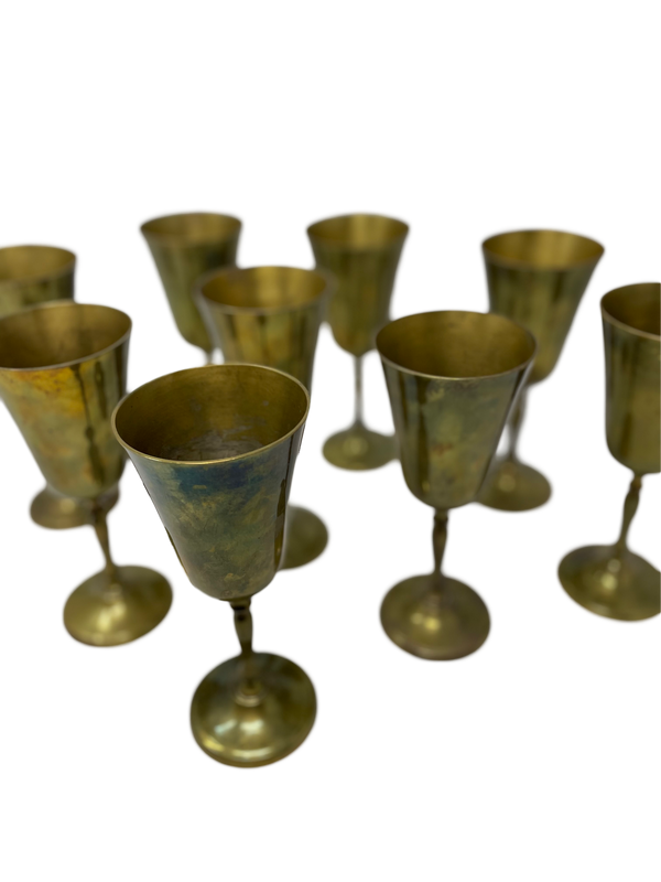 Set of 9 Brass Wine Glasses