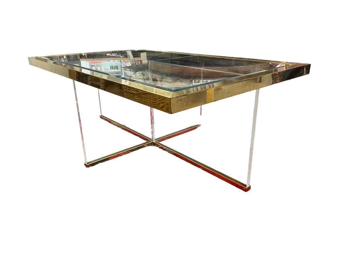 Brass & Lucite "Puzzle" Coffee Table