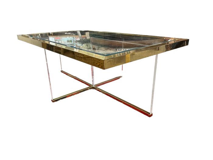 Brass & Lucite "Puzzle" Coffee Table