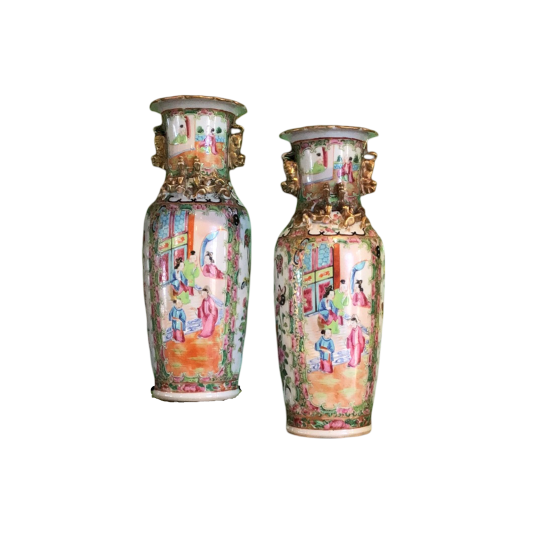 Pair of Rose Medallion Vases