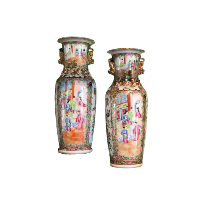 Pair of Rose Medallion Vases