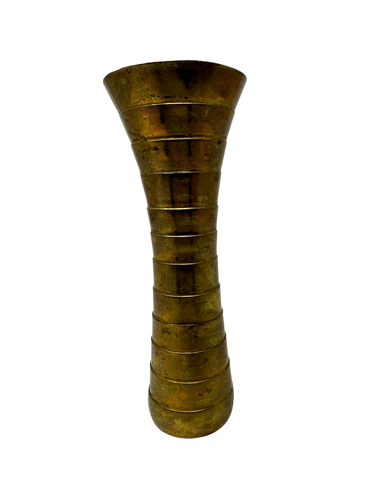 Brass Ribbed Vase, thin