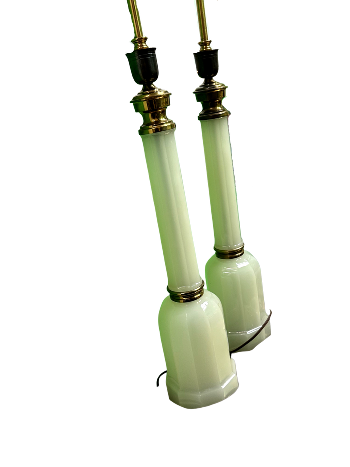 Pair of White Opaline lamps
