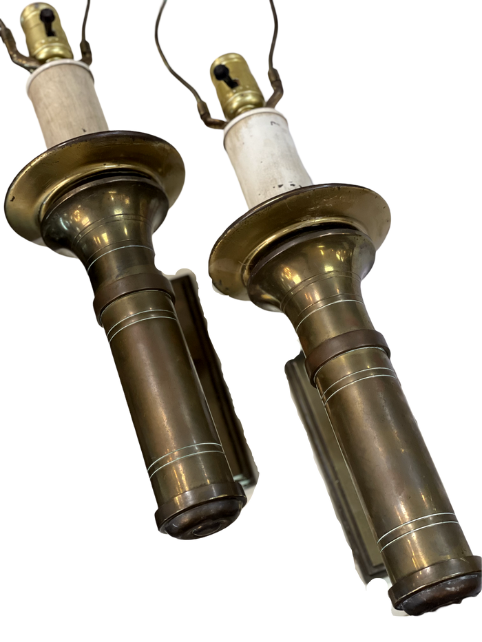 Pair of Brass Sconces with Lights