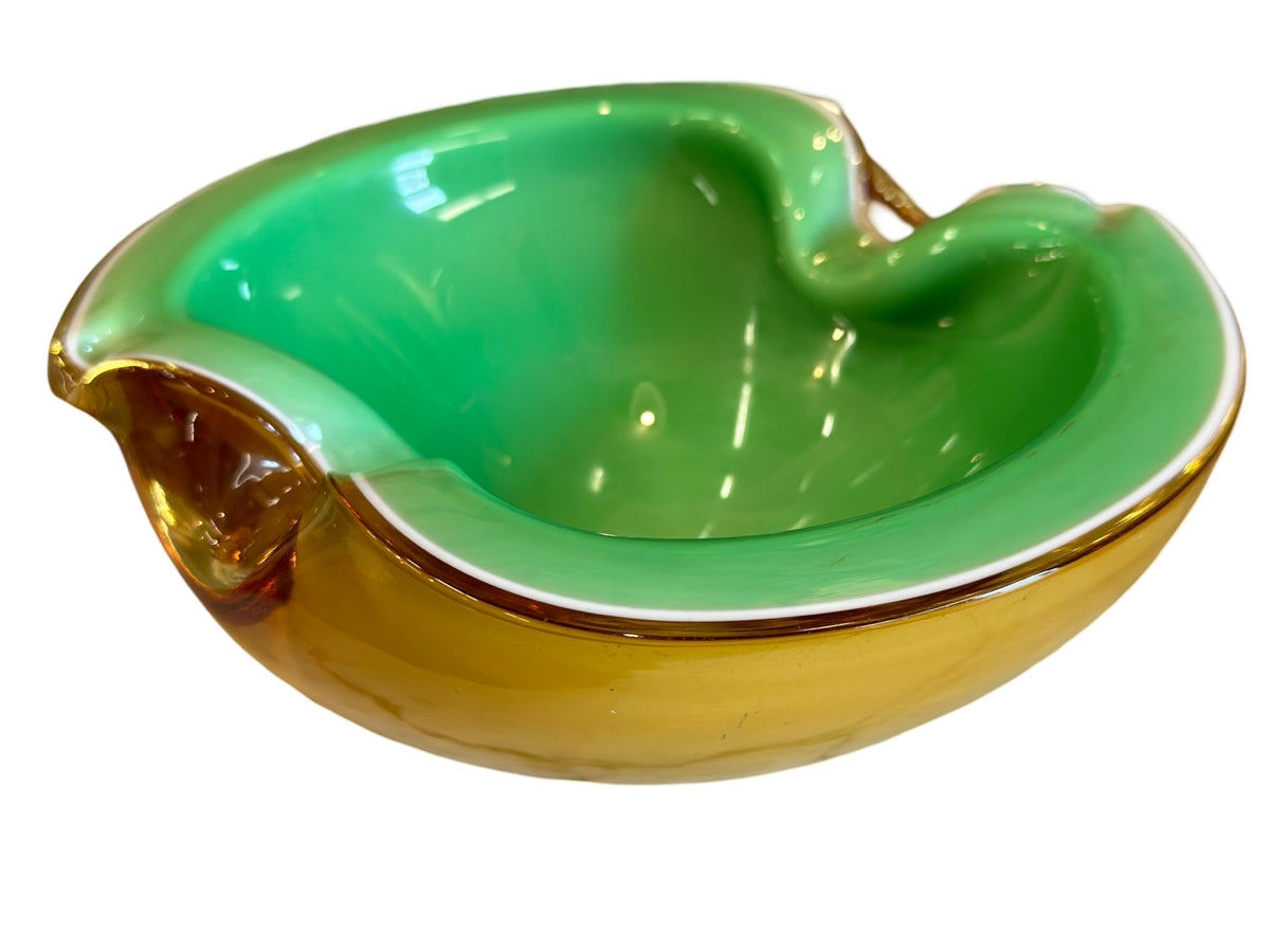 Green & Clear Amber Murano Bowl